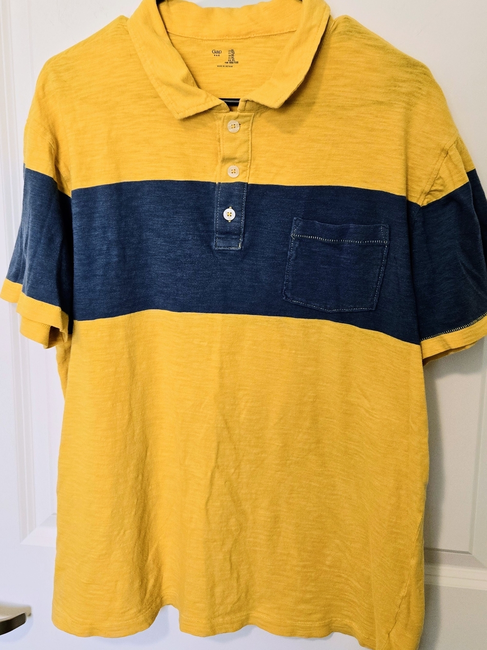 Gap Men’s Short Sleeve Rugby Polo Shirt - Yellow & Navy XL 2016,100% Cotton,golf
